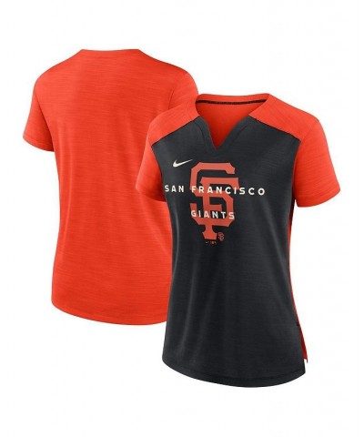 Women's Orange Black San Francisco Giants Slub Performance V-Neck Boxy T-shirt Orange, Black $21.60 Tops