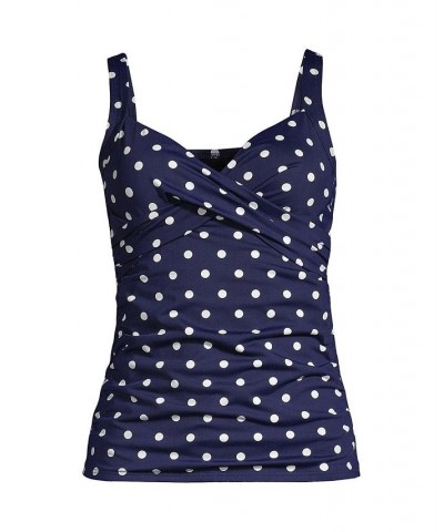 Women's Long V-Neck Wrap Underwire Tankini Swimsuit Top Adjustable Straps Deep sea polka dot $40.90 Swimsuits