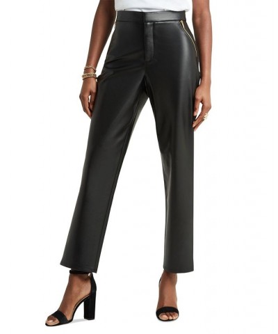 Women's Exposed-Zipper Mid-Rise Slim-Fit Pants Black $38.06 Pants