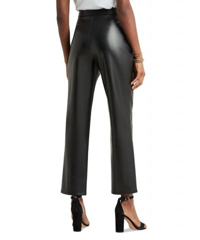 Women's Exposed-Zipper Mid-Rise Slim-Fit Pants Black $38.06 Pants