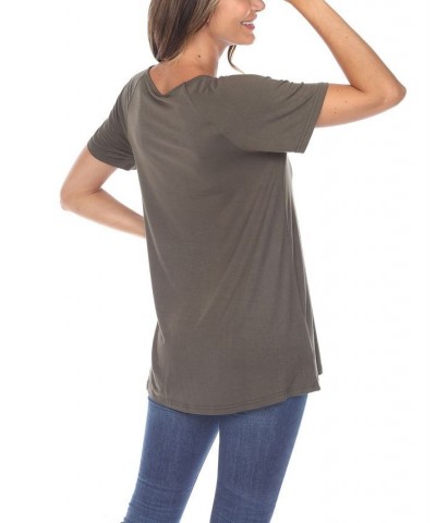 Women's Crisscross Cutout Short Sleeve Top Green $31.62 Tops