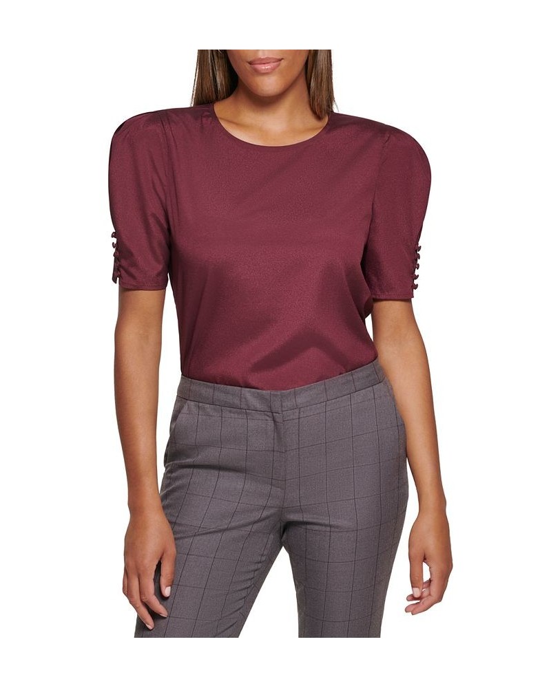 Women's Scoop-Neck Button-Detail Blouse Port $24.52 Tops