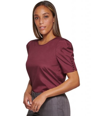 Women's Scoop-Neck Button-Detail Blouse Port $24.52 Tops