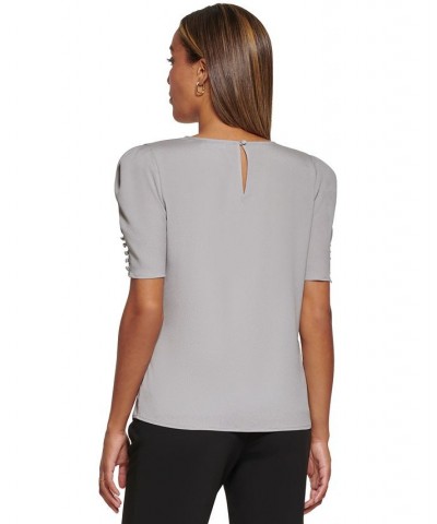 Women's Scoop-Neck Button-Detail Blouse Port $24.52 Tops