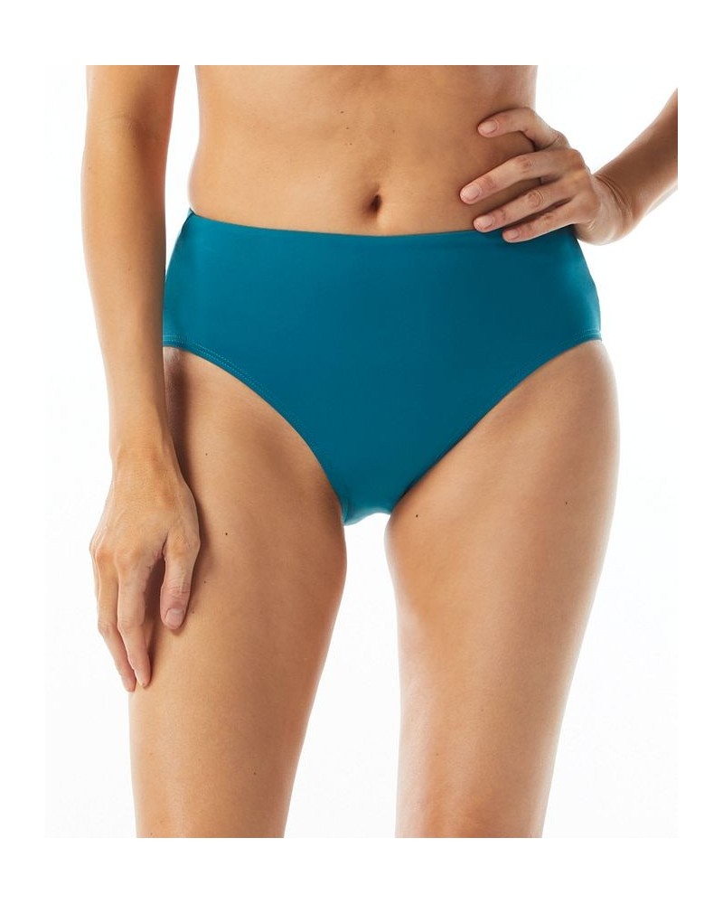 Contours High-Waist Bikini Bottoms Blue $32.68 Swimsuits