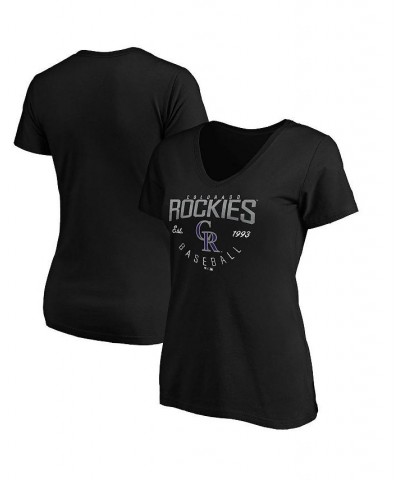 Women's Branded Black Colorado Rockies Live For It V-Neck T-shirt Black $23.19 Tops