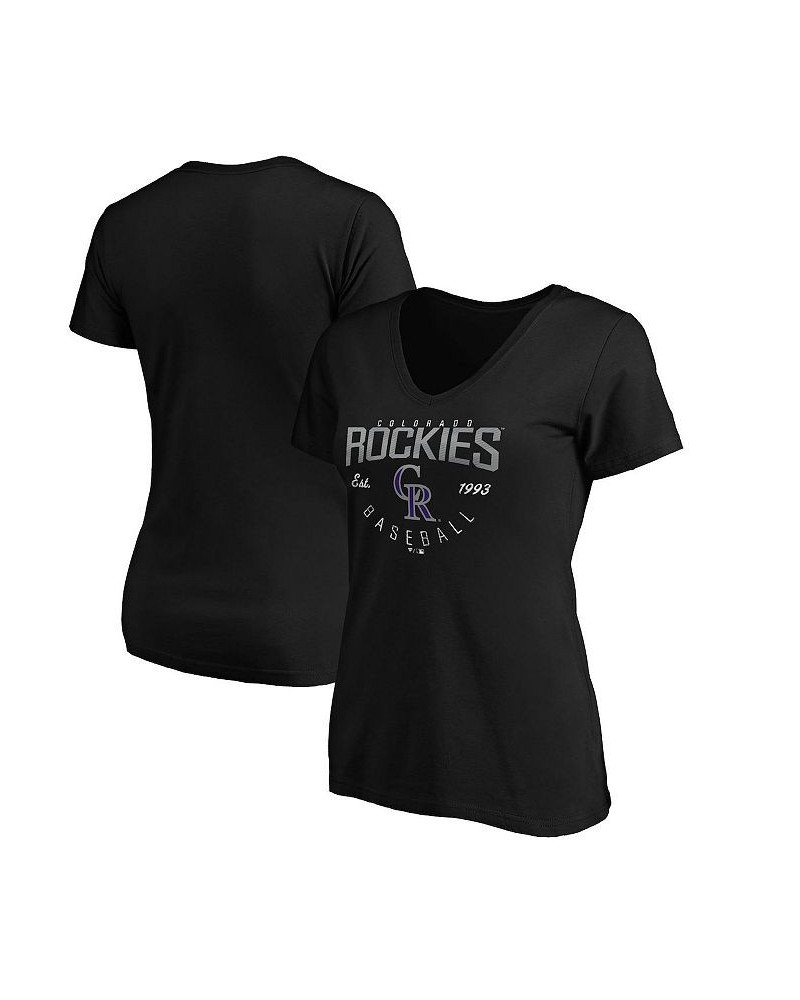 Women's Branded Black Colorado Rockies Live For It V-Neck T-shirt Black $23.19 Tops