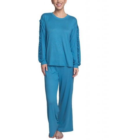 Women's Considered Comfort Lounge Pajama Set Blue $33.92 Sleepwear