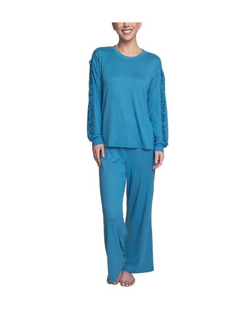 Women's Considered Comfort Lounge Pajama Set Blue $33.92 Sleepwear