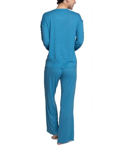 Women's Considered Comfort Lounge Pajama Set Blue $33.92 Sleepwear