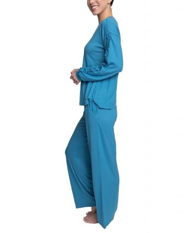 Women's Considered Comfort Lounge Pajama Set Blue $33.92 Sleepwear