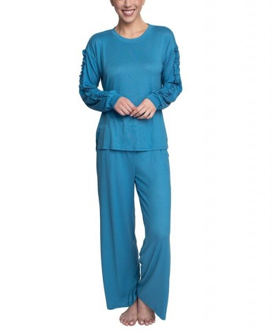 Women's Considered Comfort Lounge Pajama Set Blue $33.92 Sleepwear