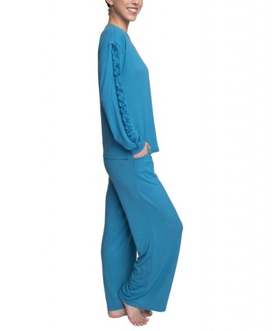 Women's Considered Comfort Lounge Pajama Set Blue $33.92 Sleepwear