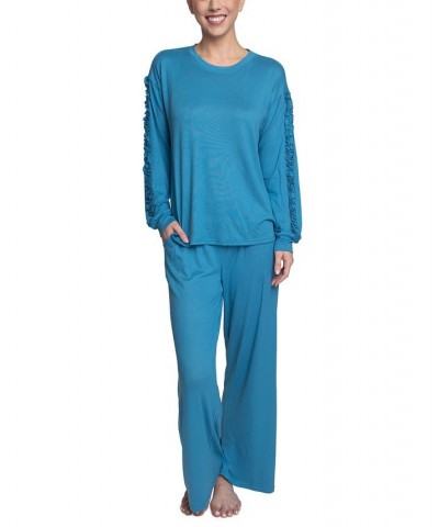 Women's Considered Comfort Lounge Pajama Set Blue $33.92 Sleepwear