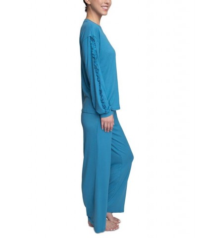 Women's Considered Comfort Lounge Pajama Set Blue $33.92 Sleepwear