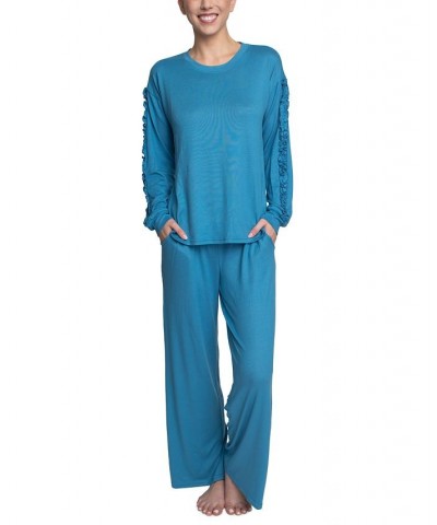 Women's Considered Comfort Lounge Pajama Set Blue $33.92 Sleepwear