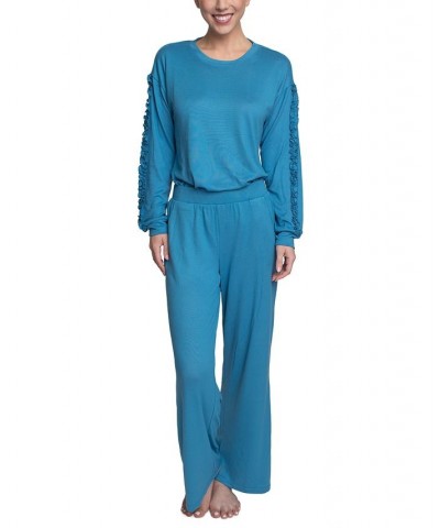 Women's Considered Comfort Lounge Pajama Set Blue $33.92 Sleepwear