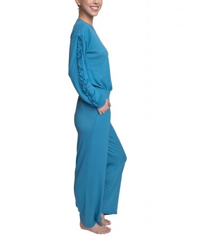 Women's Considered Comfort Lounge Pajama Set Blue $33.92 Sleepwear