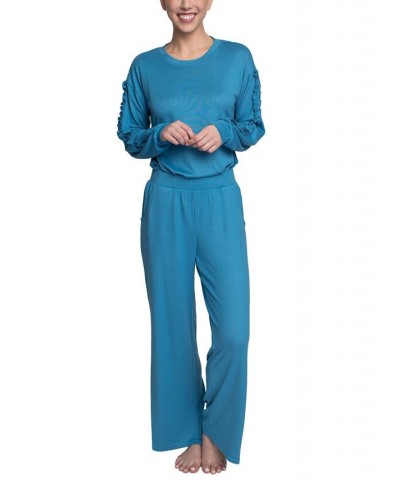 Women's Considered Comfort Lounge Pajama Set Blue $33.92 Sleepwear