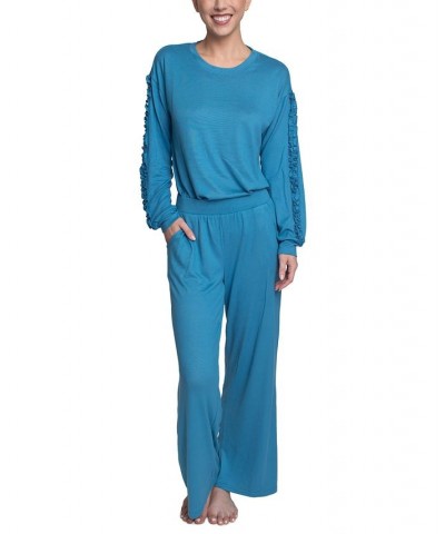 Women's Considered Comfort Lounge Pajama Set Blue $33.92 Sleepwear