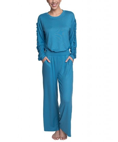 Women's Considered Comfort Lounge Pajama Set Blue $33.92 Sleepwear