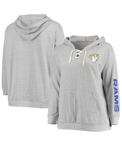 Women's Plus Size Heathered Gray Los Angeles Rams Lace-Up Pullover Hoodie Heathered Gray $31.91 Sweatshirts