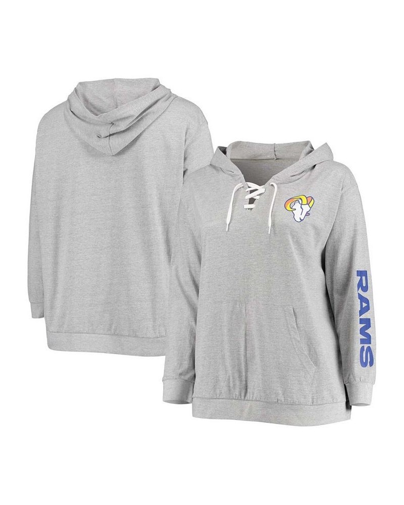 Women's Plus Size Heathered Gray Los Angeles Rams Lace-Up Pullover Hoodie Heathered Gray $31.91 Sweatshirts