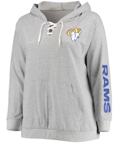 Women's Plus Size Heathered Gray Los Angeles Rams Lace-Up Pullover Hoodie Heathered Gray $31.91 Sweatshirts