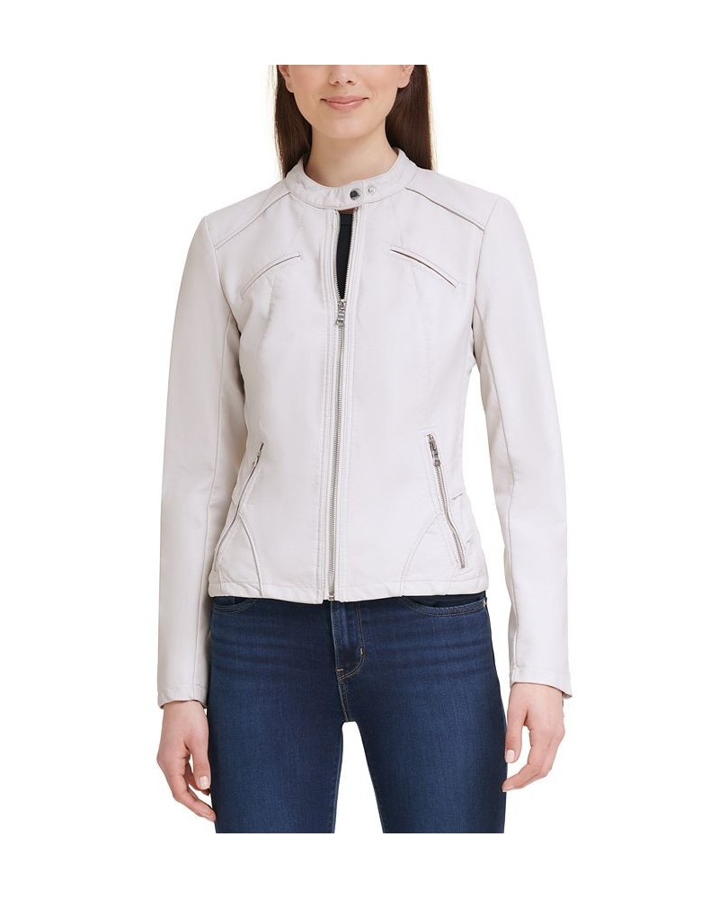 Faux-Leather Moto Jacket Gray $58.50 Coats