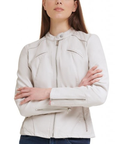 Faux-Leather Moto Jacket Gray $58.50 Coats