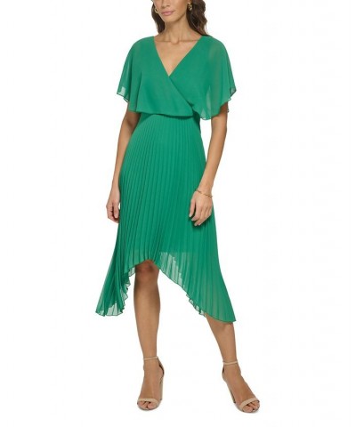 Chiffon Pleated Dress Green $40.28 Dresses