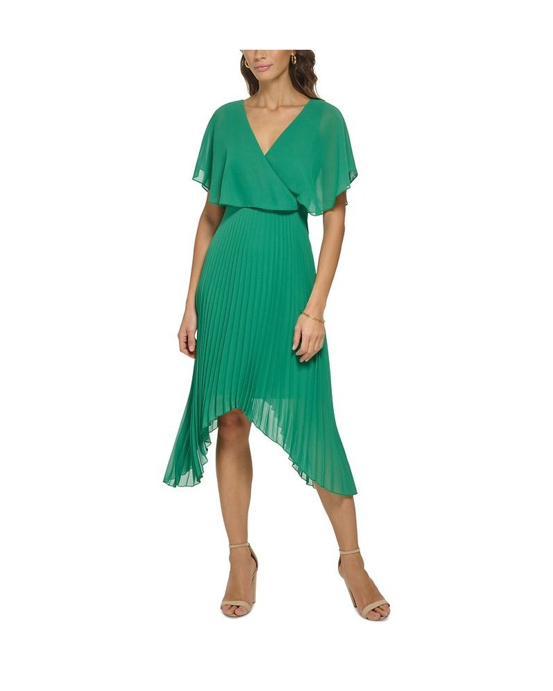 Chiffon Pleated Dress Green $40.28 Dresses