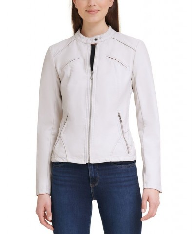 Faux-Leather Moto Jacket Gray $58.50 Coats