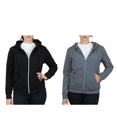 Women's Fleece Lined Zip Hoodie Pack of 2 Black Charcoal $30.60 Sweatshirts