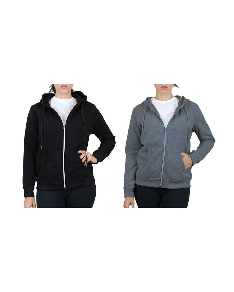 Women's Fleece Lined Zip Hoodie Pack of 2 Black Charcoal $30.60 Sweatshirts