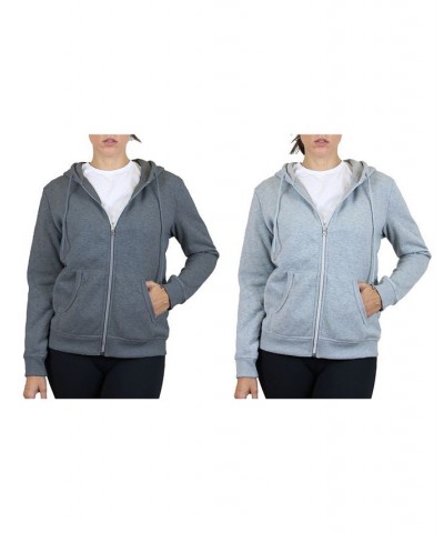 Women's Fleece Lined Zip Hoodie Pack of 2 Black Charcoal $30.60 Sweatshirts