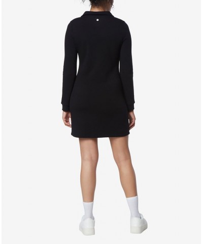 Women's Long Sleeve Quarter Zip Sweatshirt Dress Black $29.60 Dresses