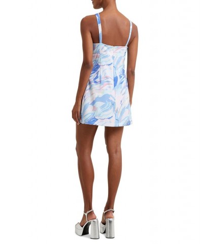 Women's Dalla Printed Cross-Over Neck Dress Dalla Baja Blue Medium $69.00 Dresses