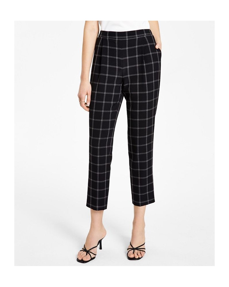 Women's Windowpane Print Pull-On Pant Black/white $33.60 Pants