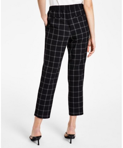 Women's Windowpane Print Pull-On Pant Black/white $33.60 Pants