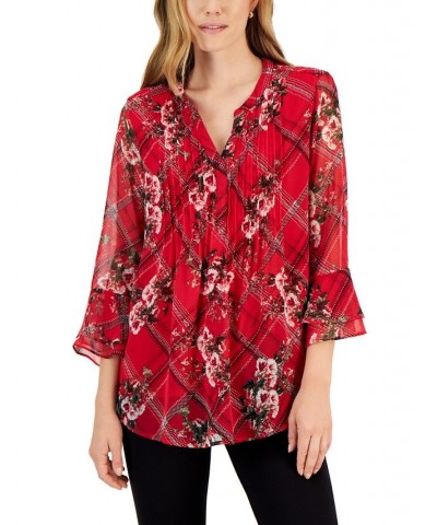 Women's Etching Garden Top Ravishing Red Combo $18.52 Tops