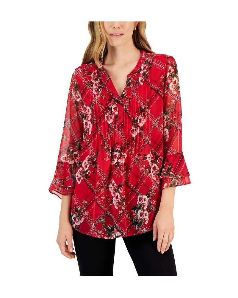 Women's Etching Garden Top Ravishing Red Combo $18.52 Tops