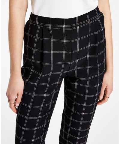 Women's Windowpane Print Pull-On Pant Black/white $33.60 Pants