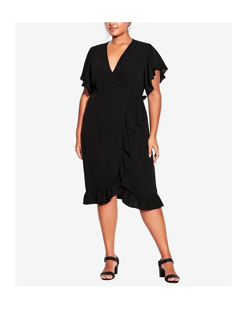 Plus Size It's a Wrap Plain Dress Black $28.90 Dresses