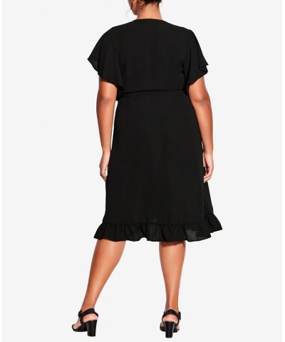 Plus Size It's a Wrap Plain Dress Black $28.90 Dresses