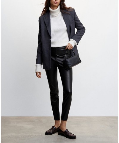 Women's Leather-Effect Split Hems Leggings Black $31.79 Pants