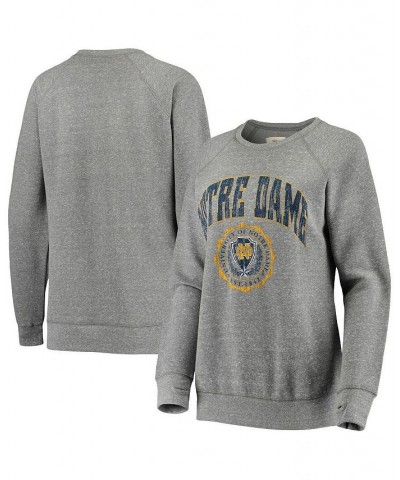 Women's Heathered Gray Notre Dame Fighting Irish Distressed Edith Vintage-Like Knobi Fleece Crew Sweatshirt Gray $30.80 Sweat...