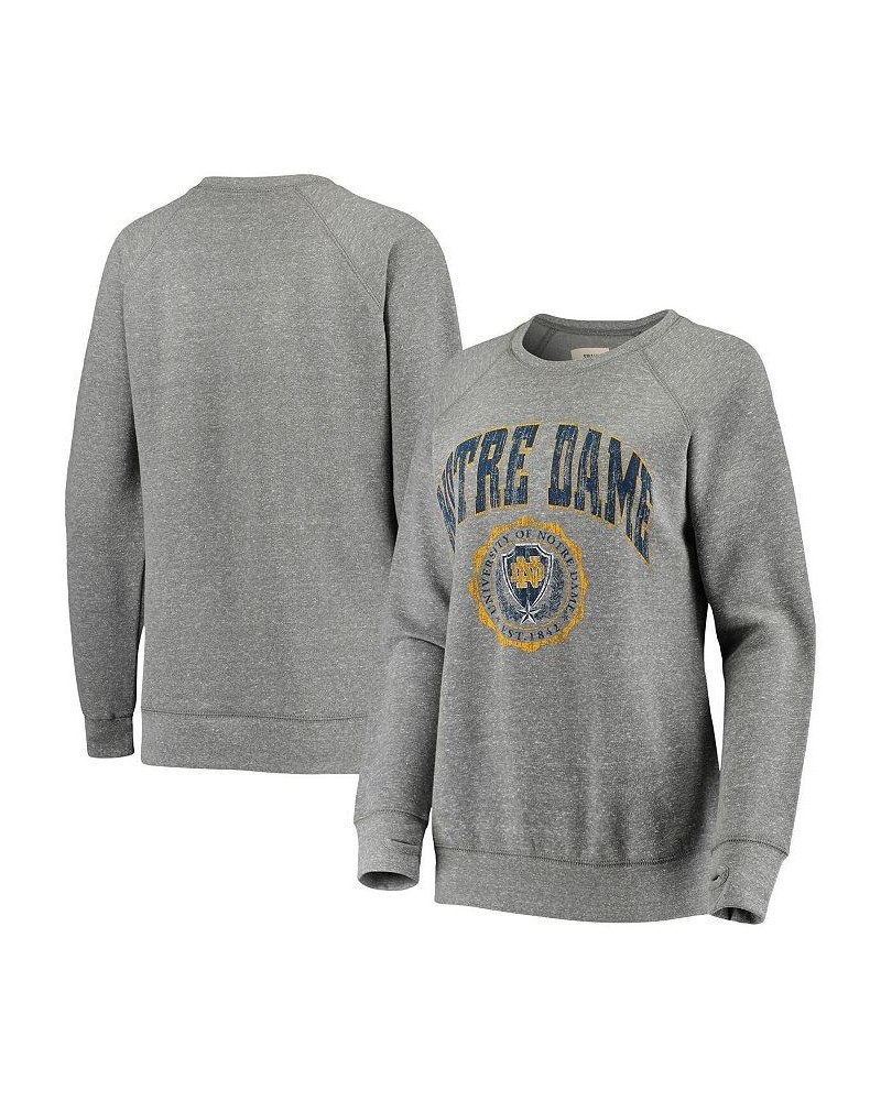 Women's Heathered Gray Notre Dame Fighting Irish Distressed Edith Vintage-Like Knobi Fleece Crew Sweatshirt Gray $30.80 Sweat...