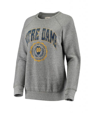 Women's Heathered Gray Notre Dame Fighting Irish Distressed Edith Vintage-Like Knobi Fleece Crew Sweatshirt Gray $30.80 Sweat...