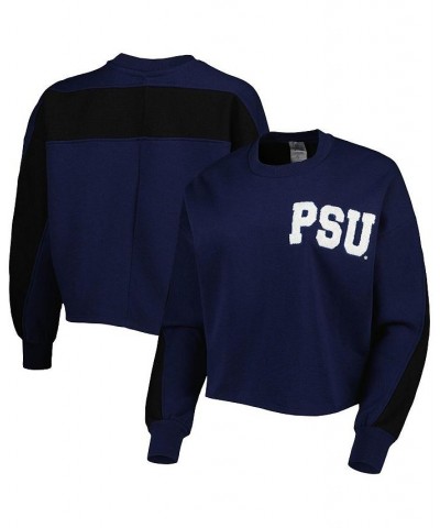 Women's Navy Penn State Nittany Lions Back To Reality Colorblock Pullover Sweatshirt Navy $35.09 Sweatshirts